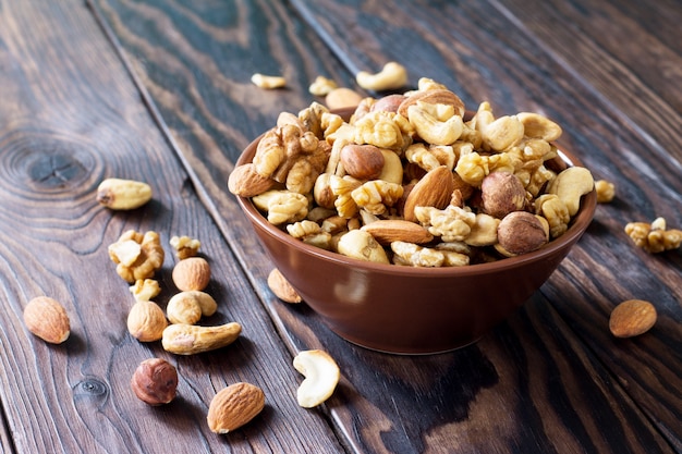 Mix of dried fruits and nuts in a bowl