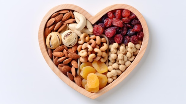 mix dry fruit with heart shape