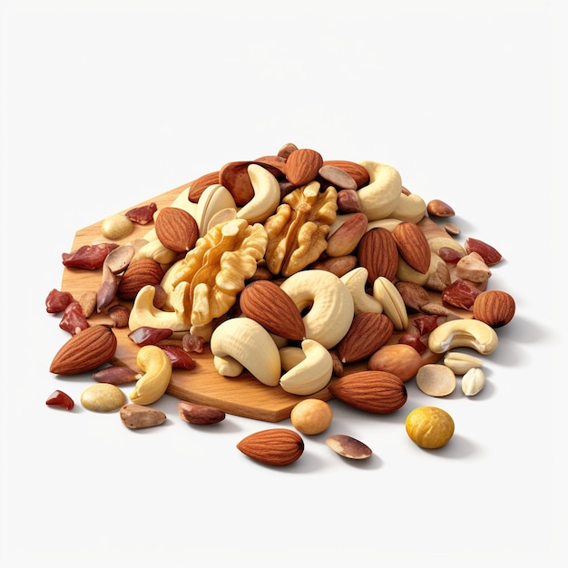 mix dry fruits isolated in white background