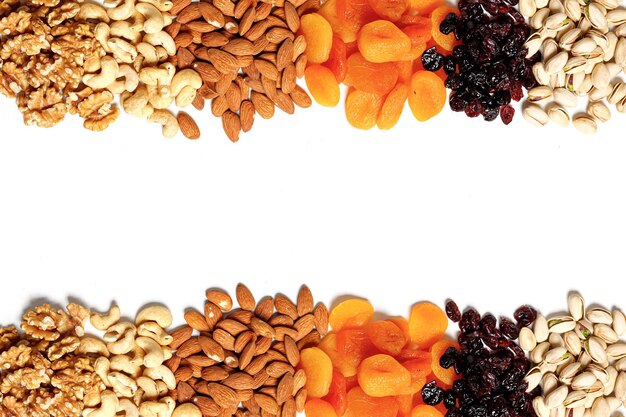 Mix of dry fruits and nuts Baner with space place for text