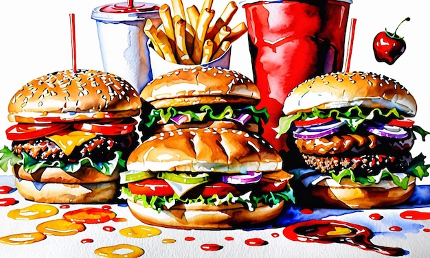 mix fast food burger background grilled burger burger close up abstract background