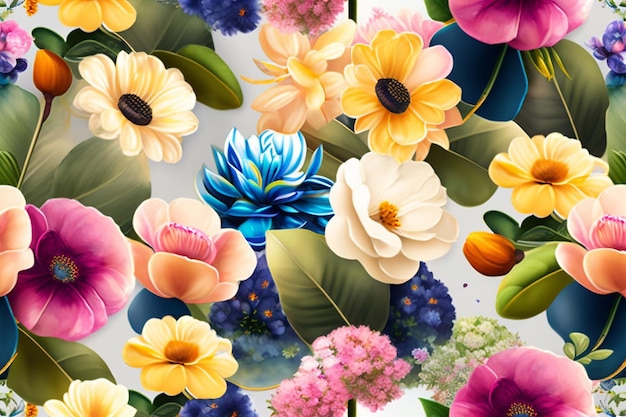 Foto mix fiori reticoli senza giunte dell'acquerello