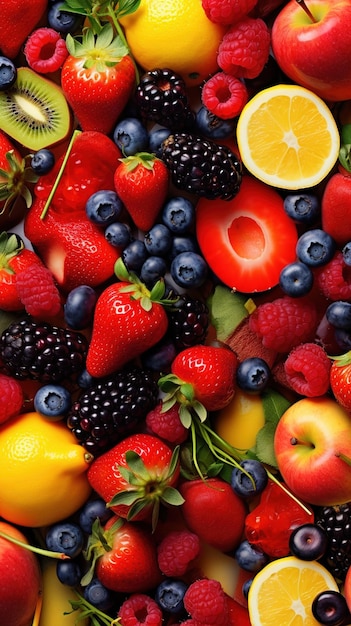 Mix fresh fruits with a beautiful background