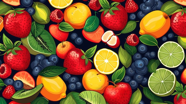 Mix fresh fruits with a beautiful background