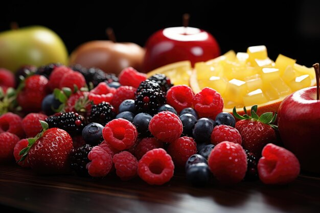 mix fruit in de keukentafel professionele reclame voedselfotografie