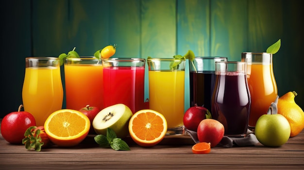 Photo mix of fruit juices