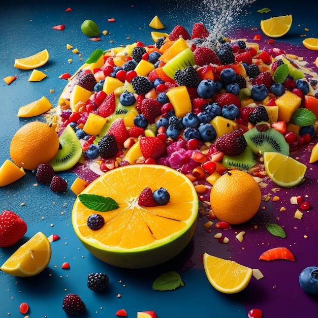 Mix fruits background landscape