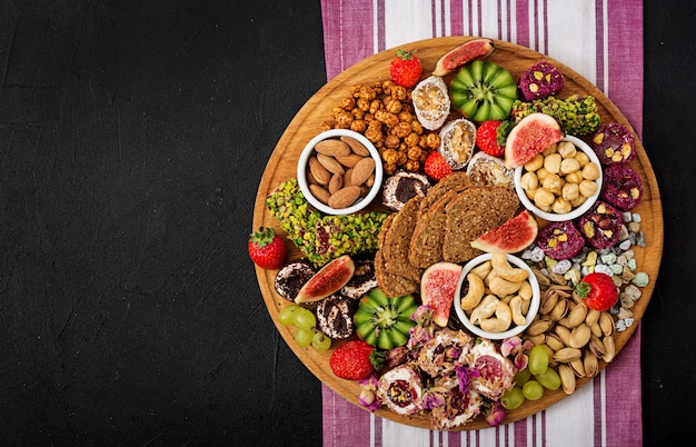 Mix fruits and nuts, healthy diet, Turkish sweets, eating lean.