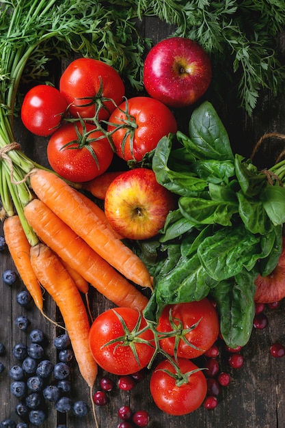 Mix of fruits, vegetables and berries