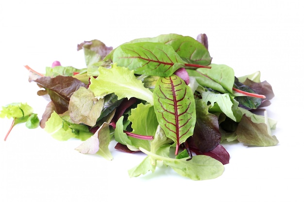 Mix green salad isolated on a white background eco organic healthy lifestyle