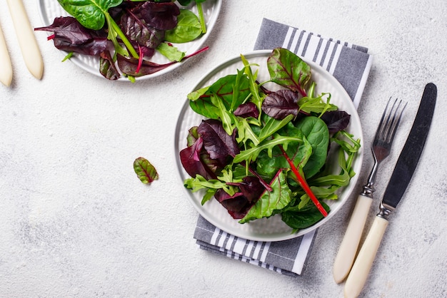 Mix of green salad leaves