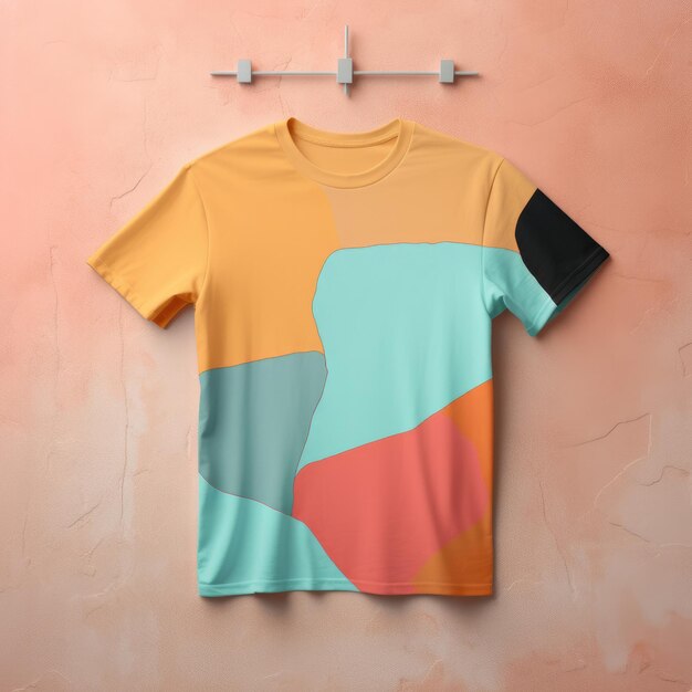 Mix kleur t shirt mock-up op pastel muur Generatieve ai