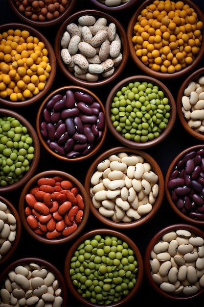 Mix of legumes top view