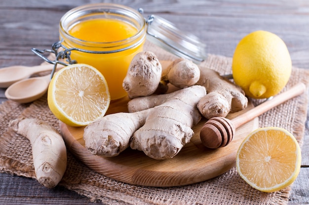 Mix of lemon, ginger, and honey