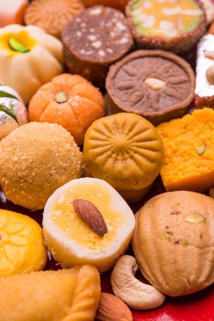 Mix Mithai or milk made sweets of indian and pakistani festivals