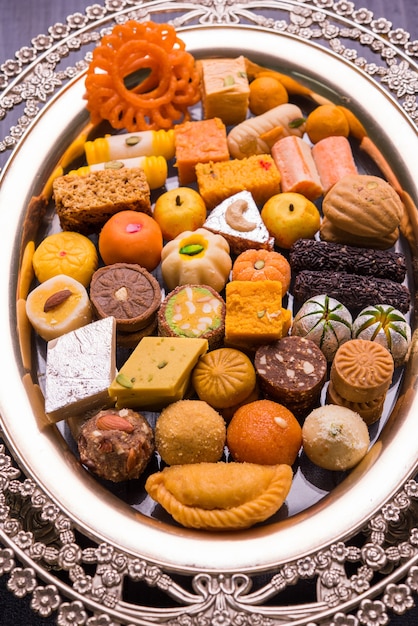 Mix Mithai or milk made sweets of indian and pakistani festivals