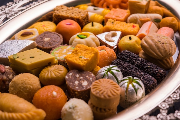 Mix Mithai or milk made sweets of indian and pakistani festivals