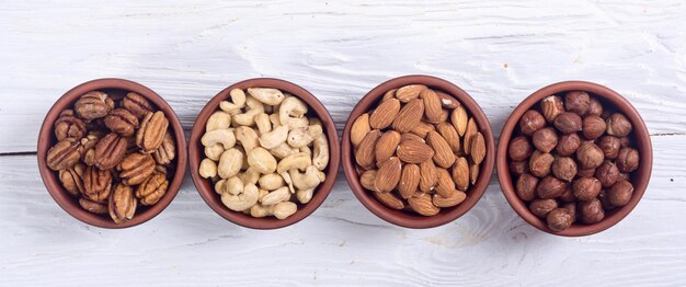 Mix of nuts Pistachios almonds walnuts peanuts hazelnuts cashew