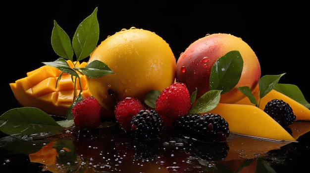 смесь апельсина и ягод на столе