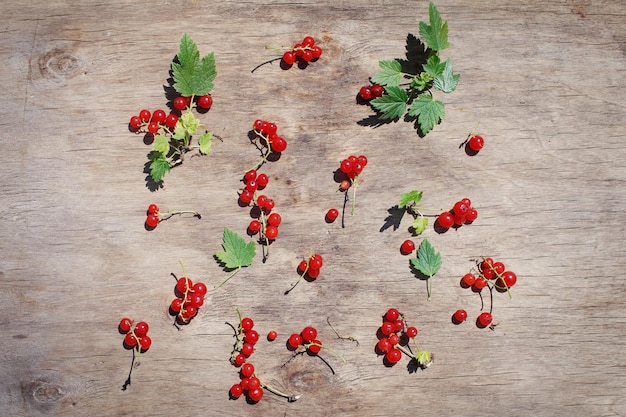 Mix of ripe berries on wooden background