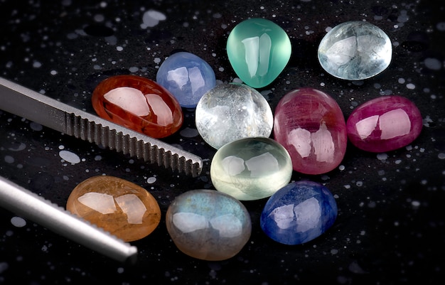 Mix Round cut mineral gemstones.