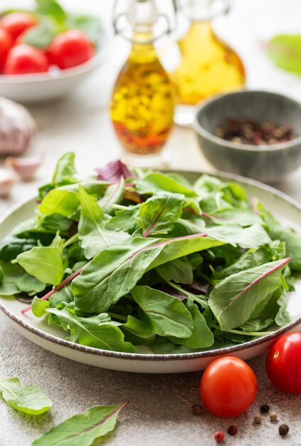 Photo mix salad leaves healthy food green meal