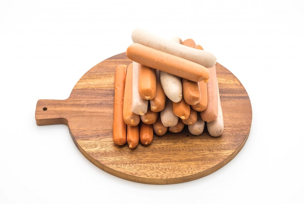 mix sausage on white background