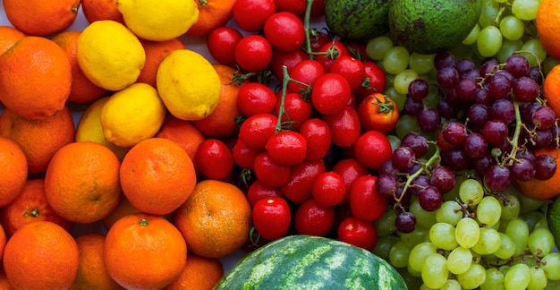 채소와 과일의 혼합 세트 비타민  과일과 채소와 함께 거대한 배너
