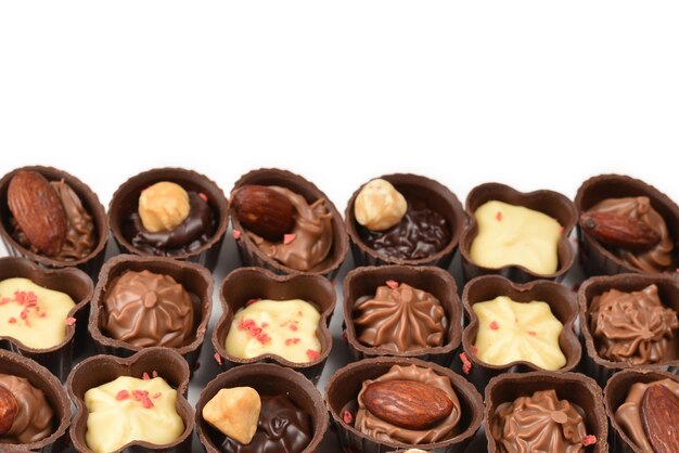 Mix of tasty chocolate candy collection.