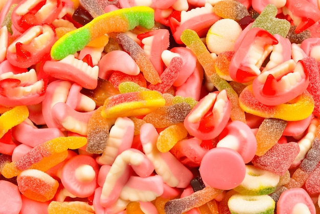 Mix van gummy-snoepjes Bovenaanzicht Jelly-snoepjes