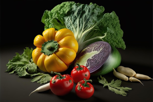 mix of vegetables studio photo background generative AI