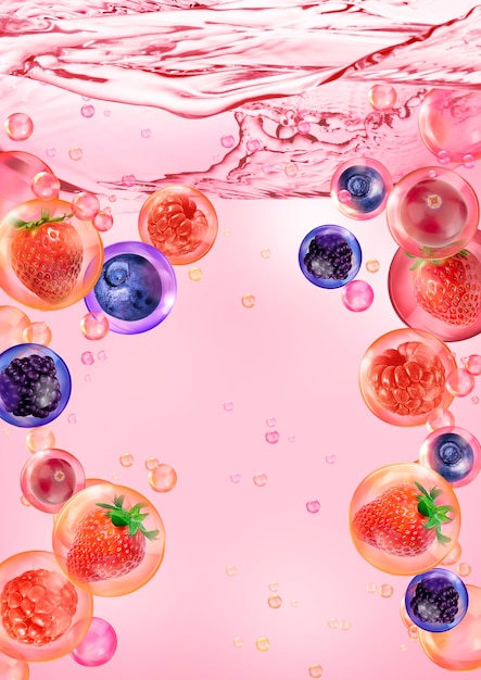 mixed berries in bubble