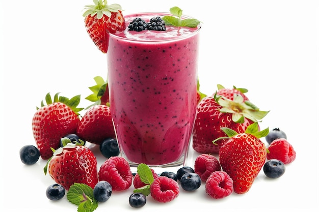 Mixed Berry Medley Smoothie On White Background