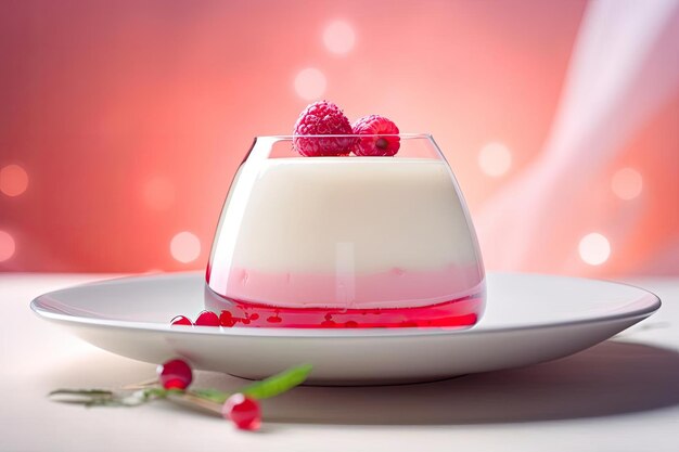 Mixed berry panna cotta delicate beige tones