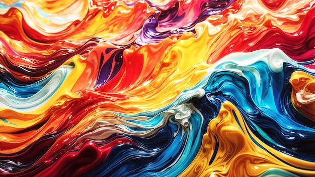 Mixed colorful acrylic paints as background closeup view ai generated