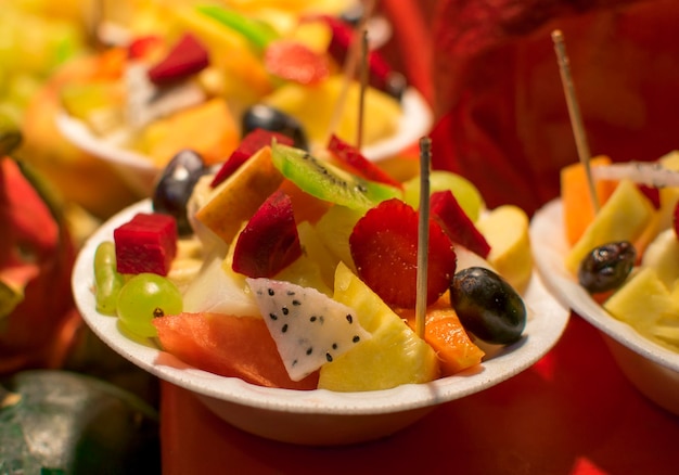 Mixed fruit salad in plate