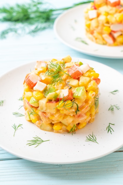 mixed fruit salad with crab stick 