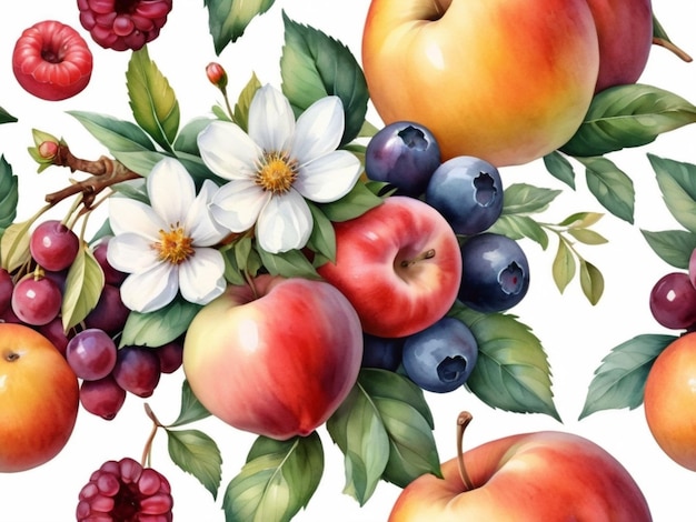 mixed fruits with flower background