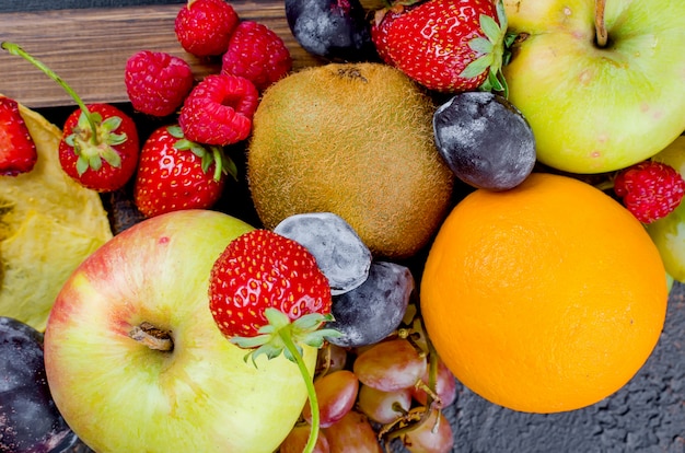 Mixed many different seasonal fruits