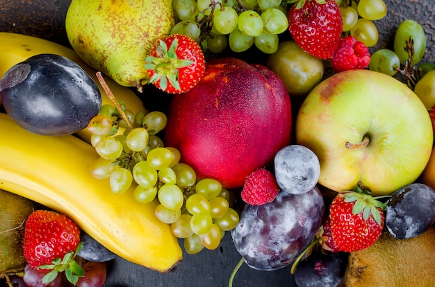 Mixed many different seasonal fruits