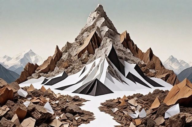 Foto mixed media mountain collage met sneeuw en ijs