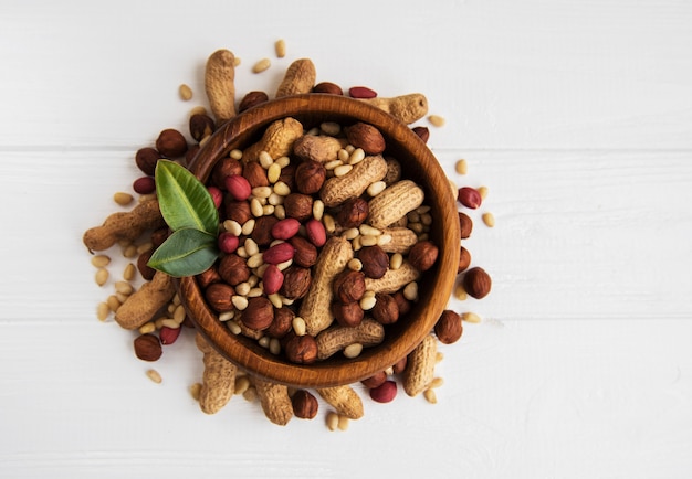 Mixed nuts on a table