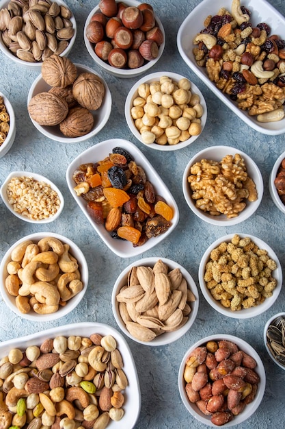 Mixed nuts on a white background