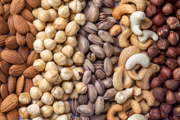 Mixed nuts on a white background