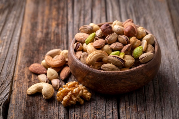 Mixed nuts on a white background