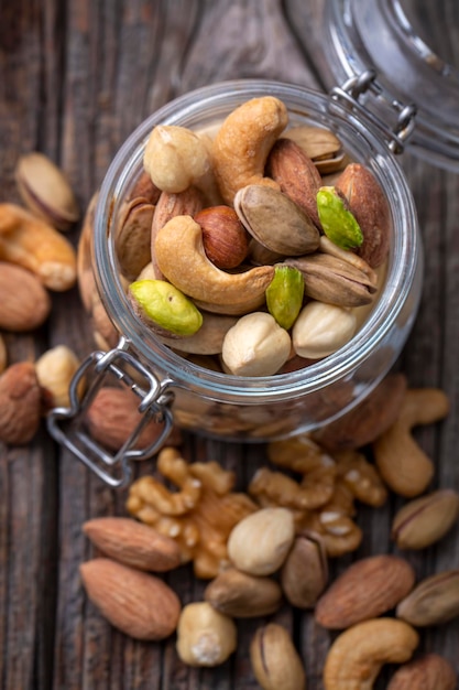 Mixed nuts on a white background