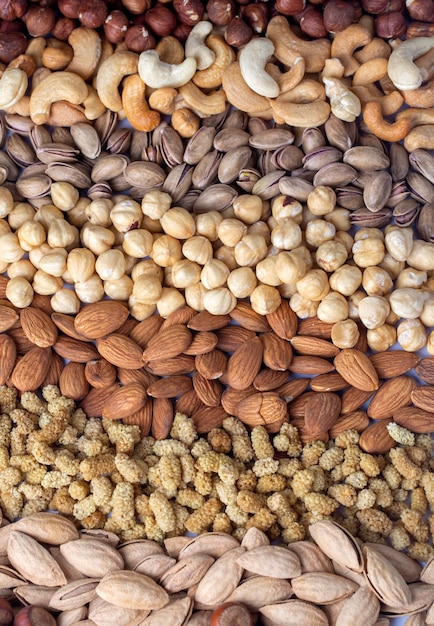 Mixed nuts on a white background