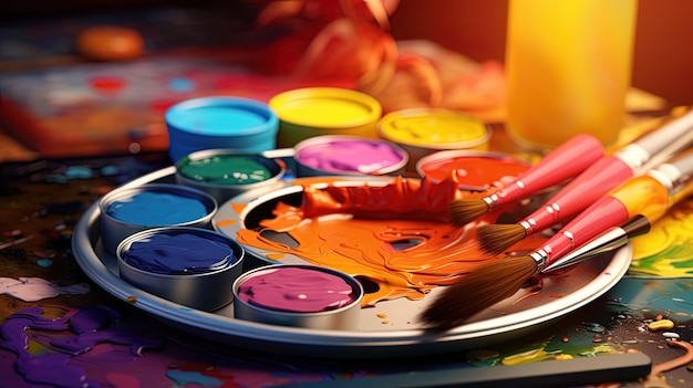 Смешанные краски - яркая палитра на художественном игроке