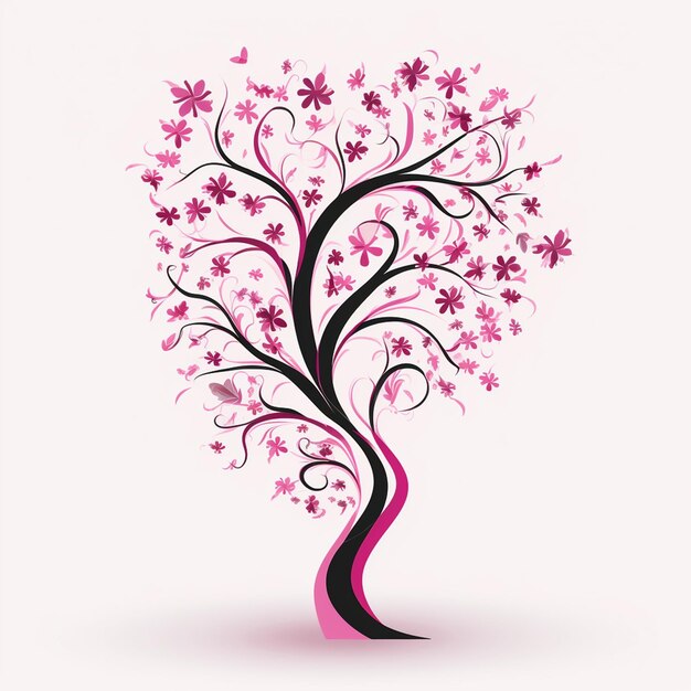 Photo mixed pink ribbon on white background a vibrant and eyecatching design