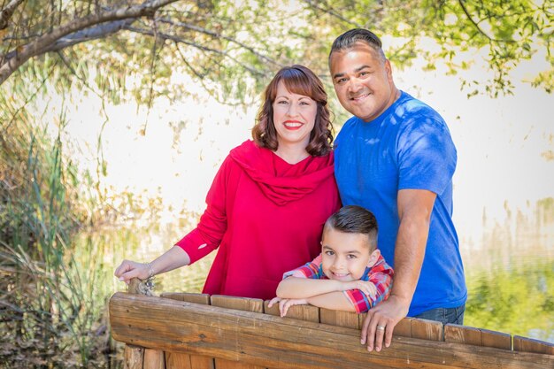 Mixed Race Caucasian and Hispanic Family At The Park